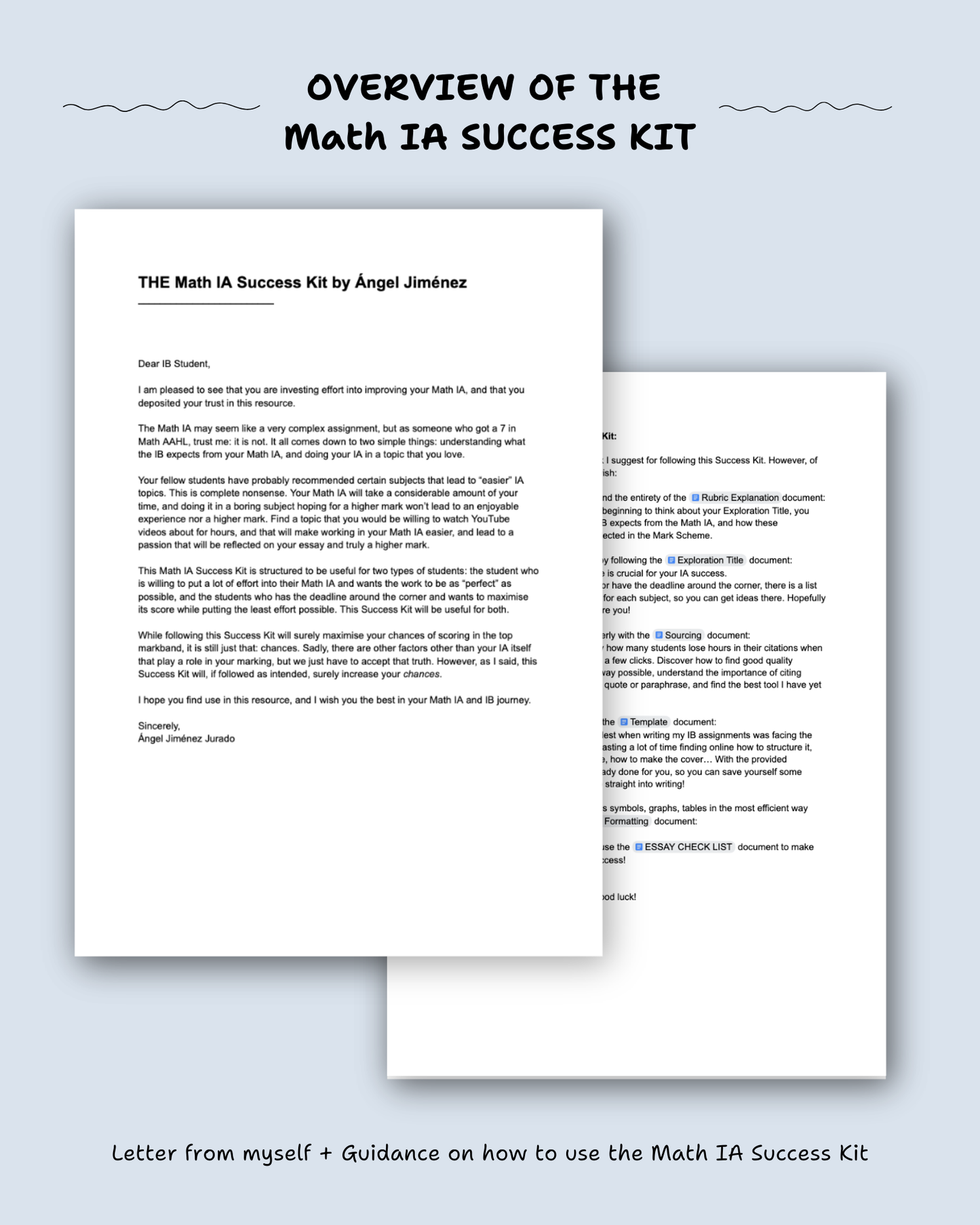 Math IA Success Kit (Complete Resources + My Official Math IA + Template for the Math IA)